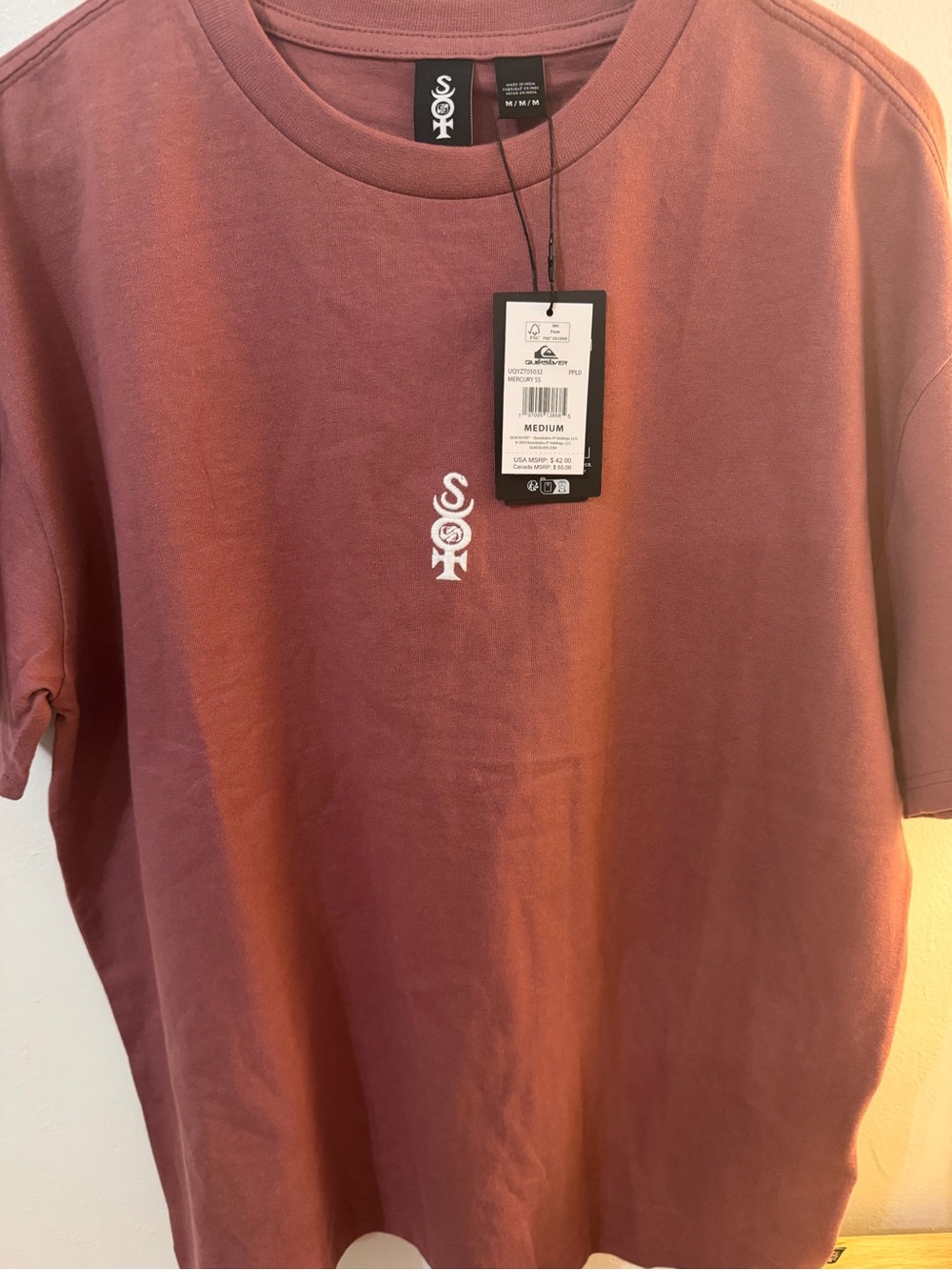 Quiksilver Men's Short Sleeve Crew Tee in Dusty Rose